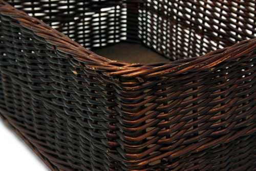 Walnut base wicker basket