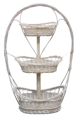 Three-tier white wicker basket