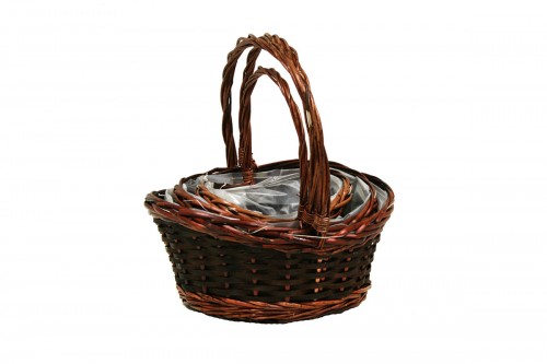 Oval wicker basket s/3