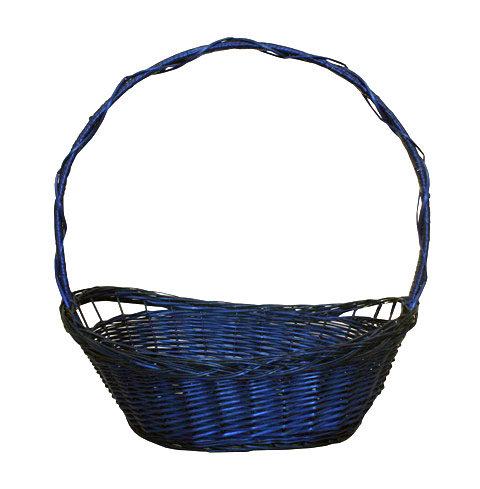 Panier en osier entier tresse bleue