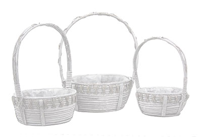 White round rope basket s/3