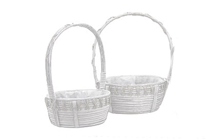 Cesta cuerda redonda blanca s/2