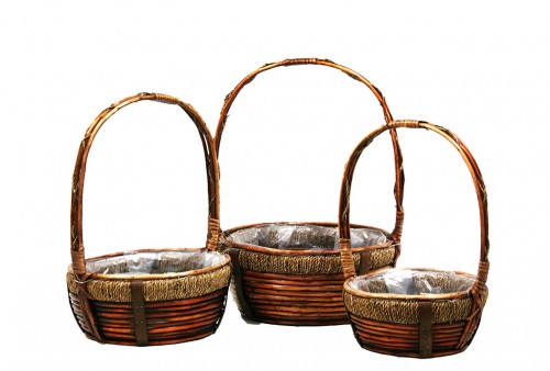 Round rope basket s/3