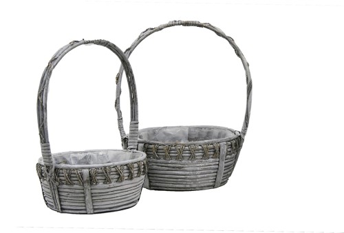 Cesta cuerda redonda gris s/2