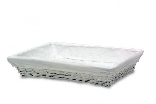 Plateau en osier de tissu blanc