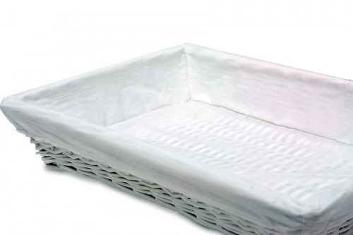 White cloth wicker tray