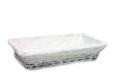 White cloth wicker tray