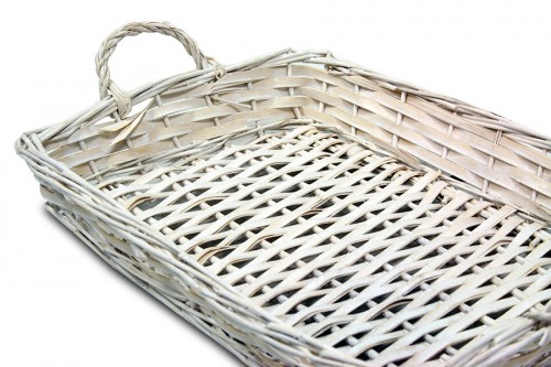 Five white wicker tray