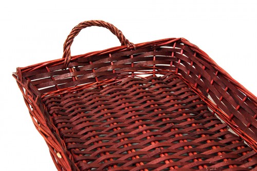 Five red wicker tray