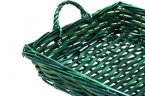 Wicker tray five green