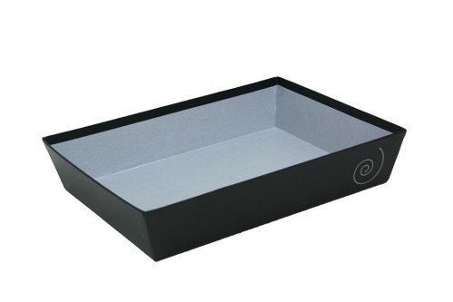 Black-silver cardboard tray