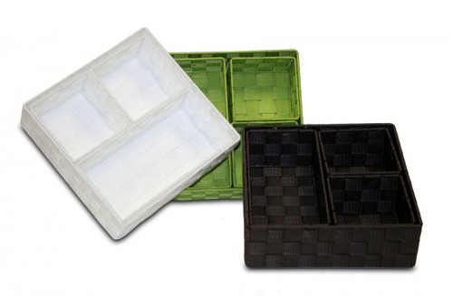 Green fabric organizer trays s / 4