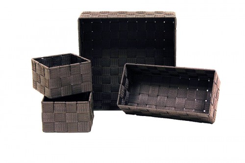 Brown fabric organizer trays s / 4