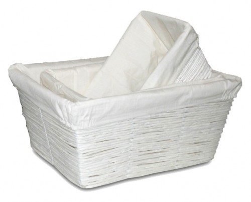 White cord basket s/3