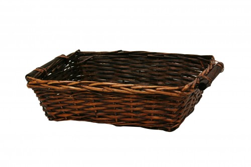 Brown wicker tray