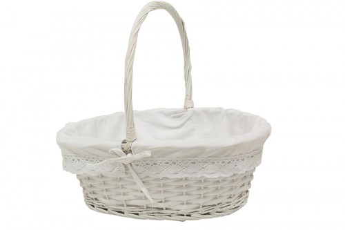 Cream wicker basket with fabric