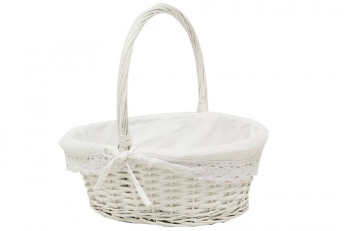 Cream wicker basket with fabric