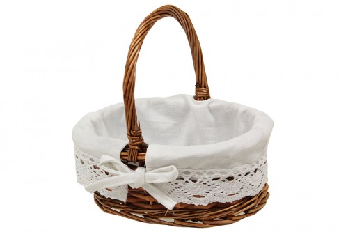 Walnut wicker basket with fabric