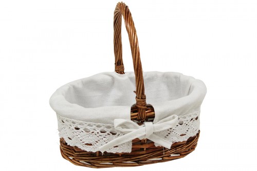 Walnut wicker basket with fabric