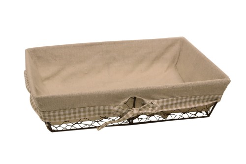 Bandeja metalica rectangular con tela