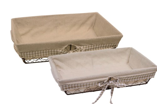 Bandeja metalica rectangular con tela s/2