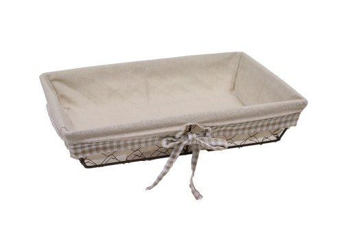 Bandeja metalica rectangular con tela