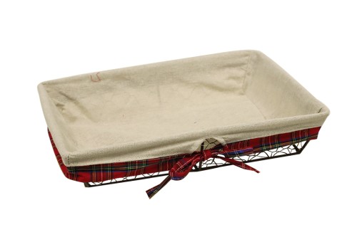 Bandeja metalica rectangular con tela