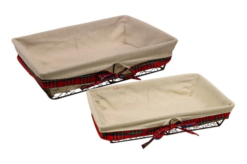 Bandeja metalica rectangular con tela s/2