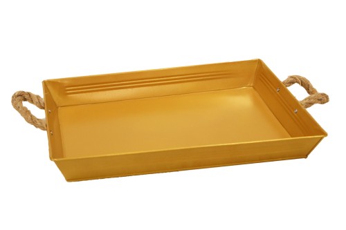 Bandeja con asa de cuerda dorada