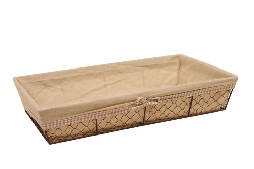 Bandeja metalica rectangular con tela