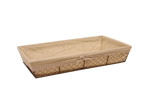 Bandeja metalica rectangular con tela