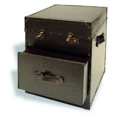 Baul con cajon piel marron