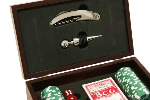 Poker box with corkscrew