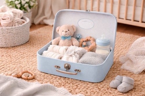 Blue cardboard briefcase