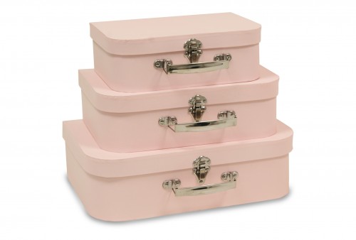 Valise en carton rose s/3