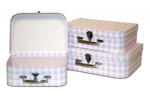 Valises en carton rigide rose, lot de 3