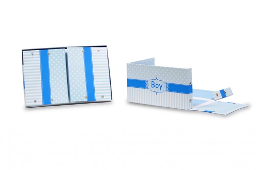 Blue polka dot striped hard cardboard folding box