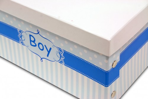 Blue polka dot striped hard cardboard folding box