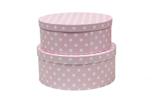 Rosa runde Box mit Polka Dots Set/2