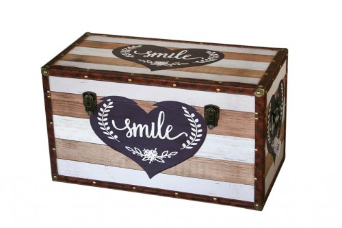 Baul madera decoración smile