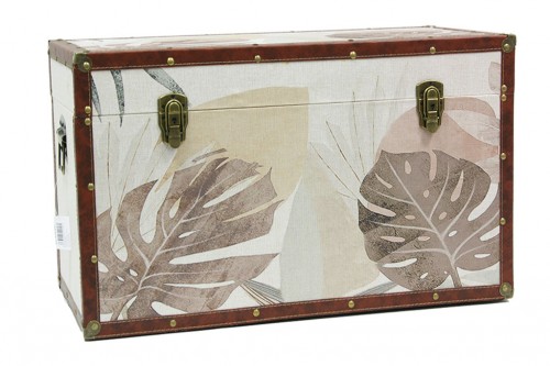 Trunk with fabric tropical leaves