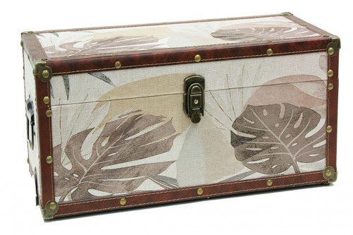 Trunk with fabric tropical leaves