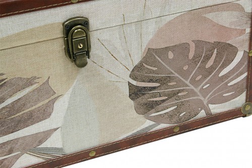 Trunk with fabric tropical leaves