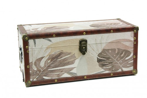 Trunk with fabric tropical leaves