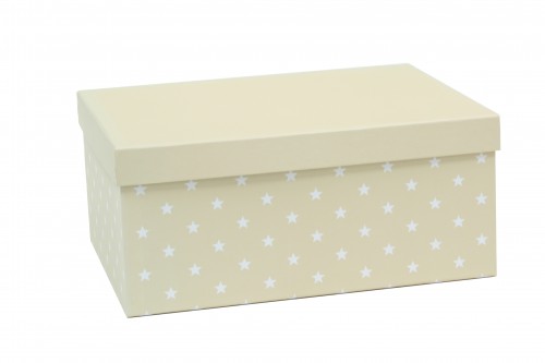 Caja beige con estrellas blancas