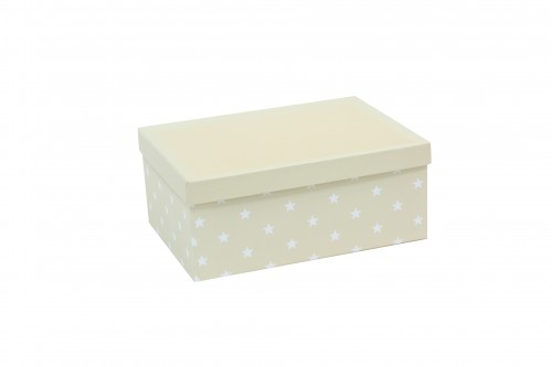 Caja beige con estrellas blancas