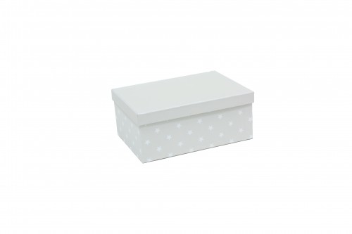 Caja gris con estrellas blancas