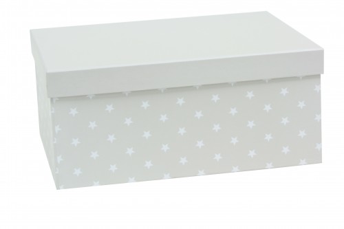 Caja gris con estrellas blancas