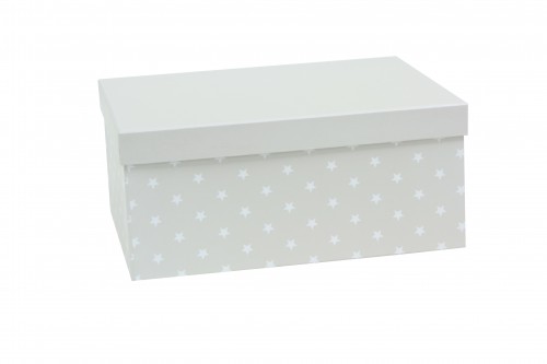 Caja gris con estrellas blancas