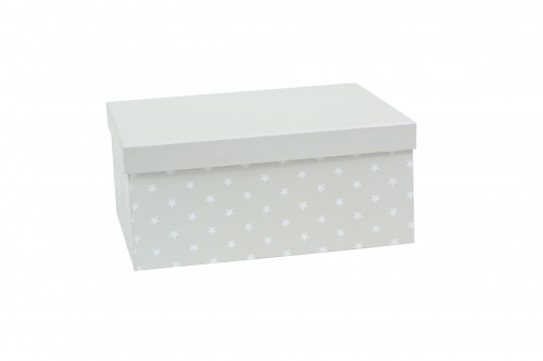 Caja gris con estrellas blancas